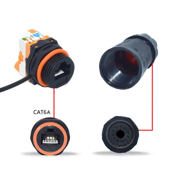 Quality Compact RJ45 Waterproof Network Connector IP68 For Space Saving Solutions for sale