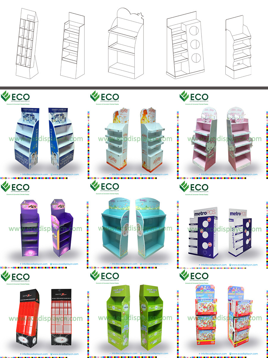 cardboard advertising display stands,floor standing display units, retail advertising carton display for candy