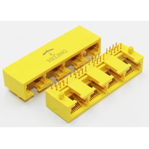 China 1 x 4 Ports Harmonica Ganged Lan Connector Rj45 For Network Hub / Switches wholesale
