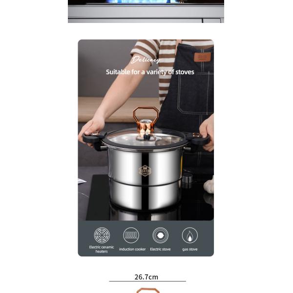 Custom Logo 5L Double Layer Pressure Cooker Stainless Steel With Handle