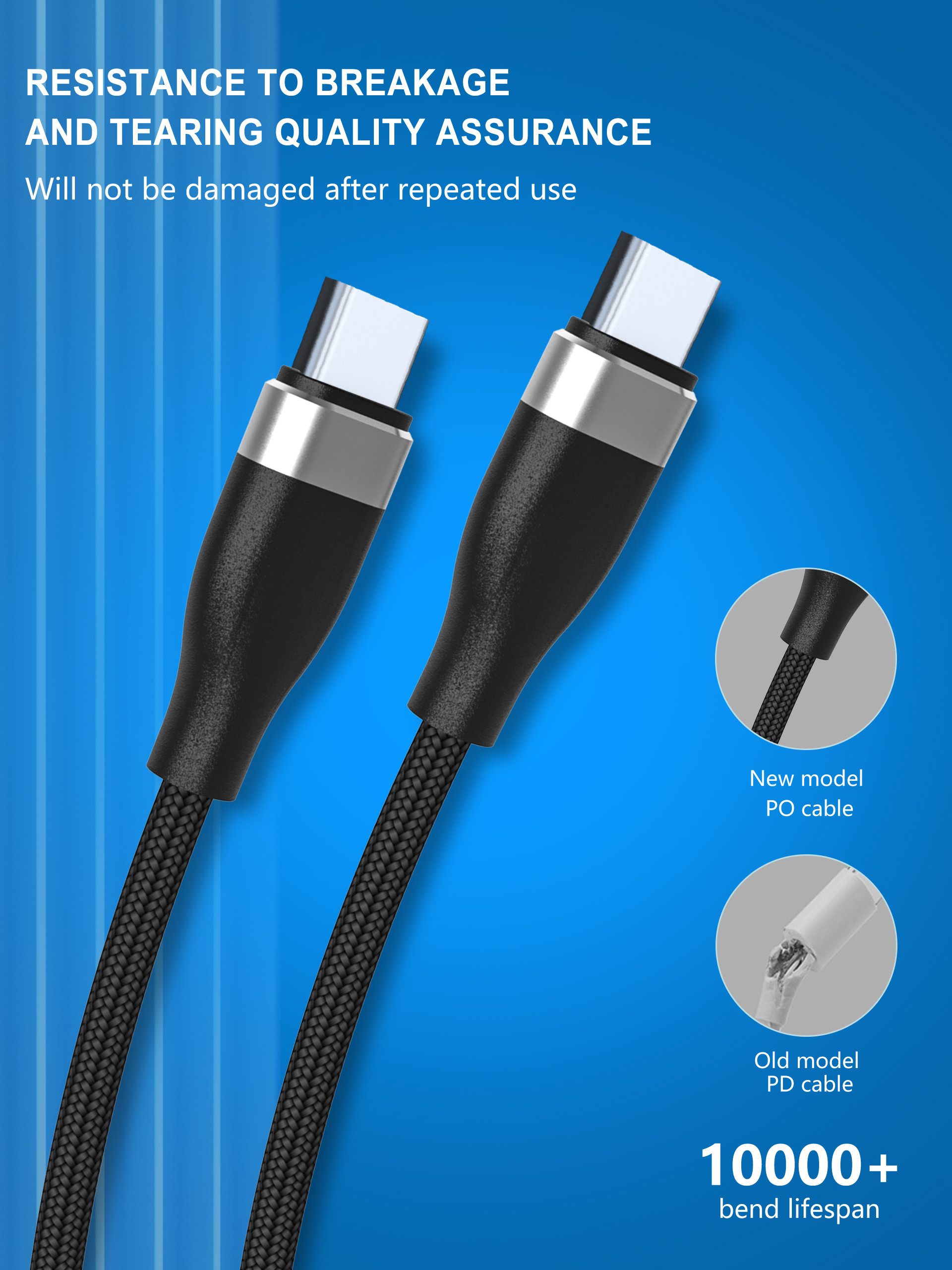 Nylon Fast Charger 3 Foot Usb C Cable , 5V 3A USB Type C To Type C Cable