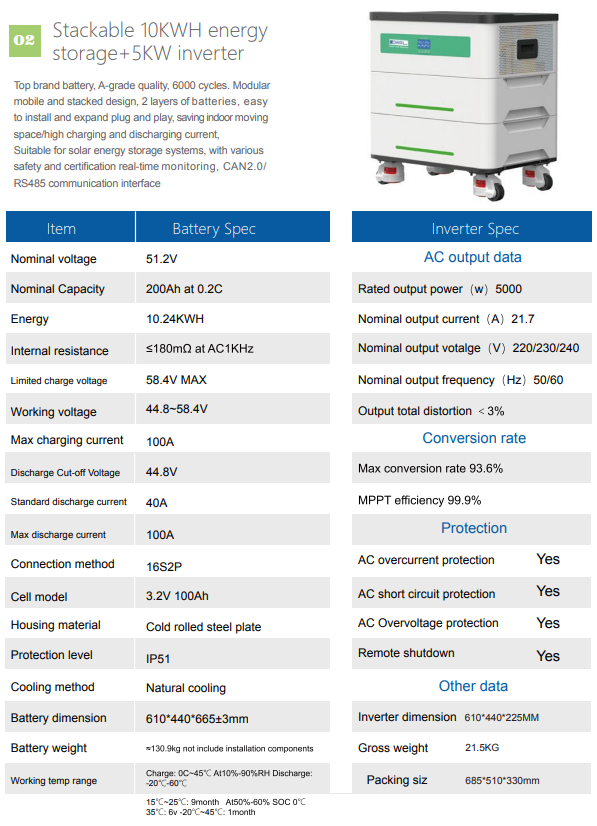 10kW household photovoltaic energy storage Rack Installation All-in-one Solar Energy Storage Cabinet with Black Finish