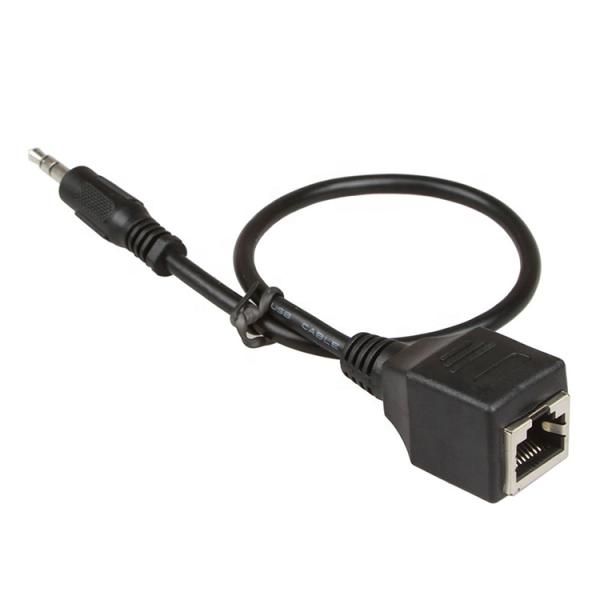3.5mm Stereo Audio Jack to RJ45 Female Socket Cat5 Cat6 Cat7 Ethernet Extender Cable