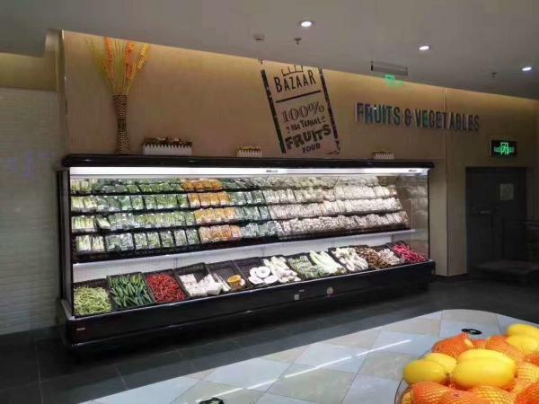 Fruits Display Commercial Open Display Fridge With Dual Air Curtain And Remote