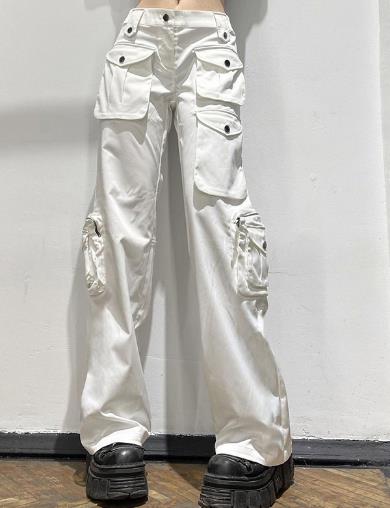 Small Quantity Garment Manufacturer Women'S Multi Pocket Cargo Jeans Loose Low Rise Lounge Pants