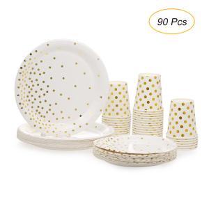 China FDA 90 Pcs Disposable Dishware With Dinner Plate Beverage Cup wholesale
