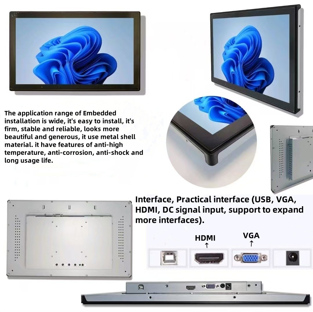 43" VGA HDMI Interface Touch Display Multi Point customize waterproof oilproof Anti-UV AR AG AF
