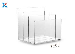 China 3 Sections Acrylic File Organizer , Clear Acrylic Office Organizer OEM Available wholesale