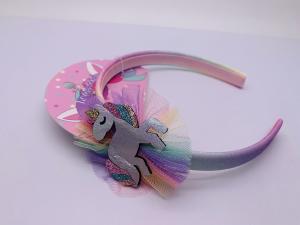 China Polyester Girls Unicorn Hair Band , Toddler Rainbow Hair Accessories wholesale