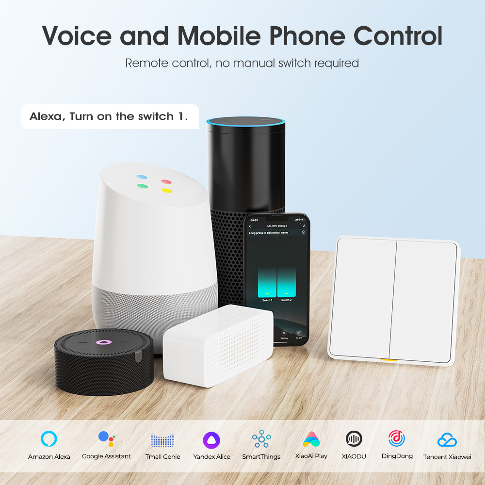 Tuya WIFI touch Switch Smart home with Type C Timing Voice App Alexa, Google Home RF433 Smart EU Wall Light Button Switch