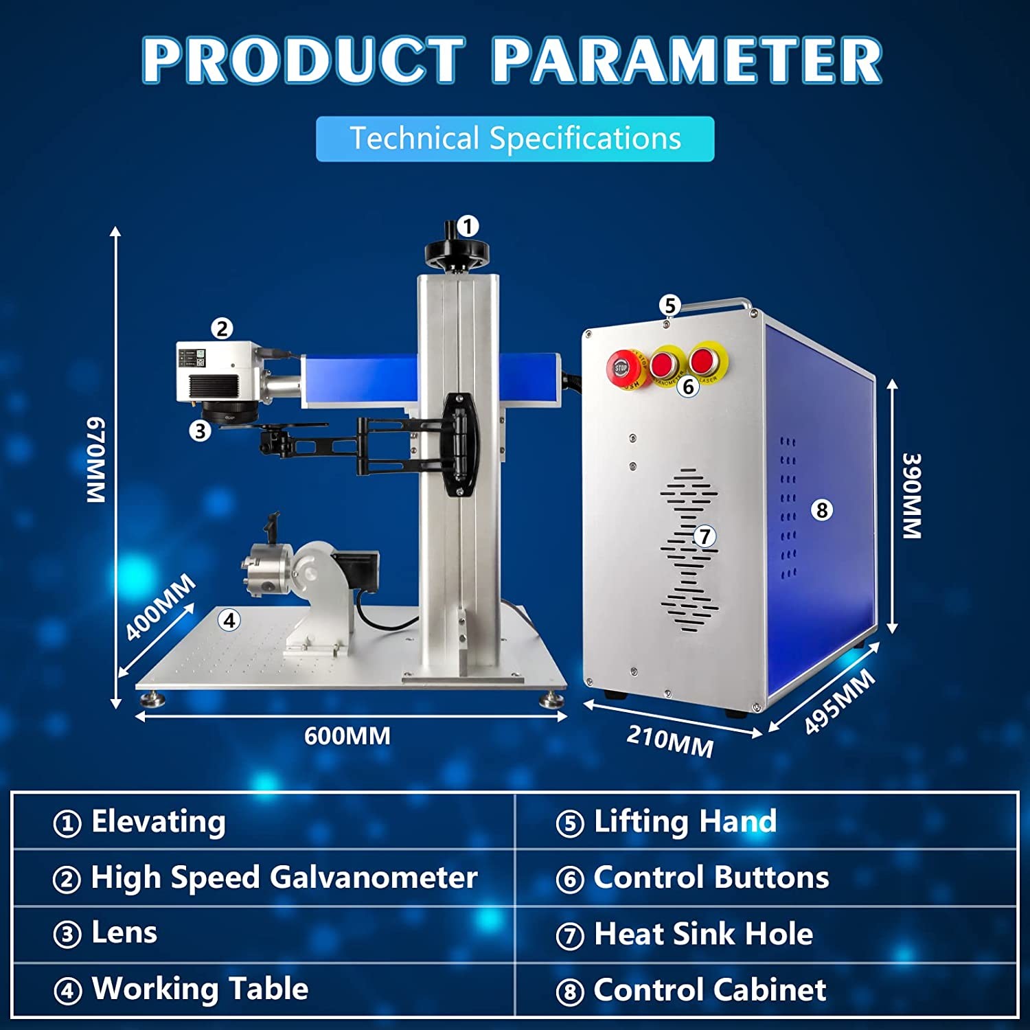 Portable Marking Housing Machine Cover Laser source Case Laser Path Manual Liftable Integrate for Laser Marking Machine