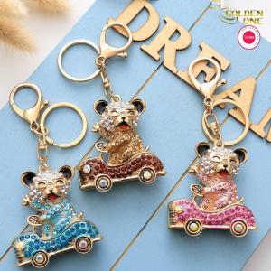 China Hot  Sale Custom Koala Pink Bear Tree Charm Lovely Jewelry Keychain Anime Shiny Gold Cute Animal Tiger Key Ring For Women Bag wholesale