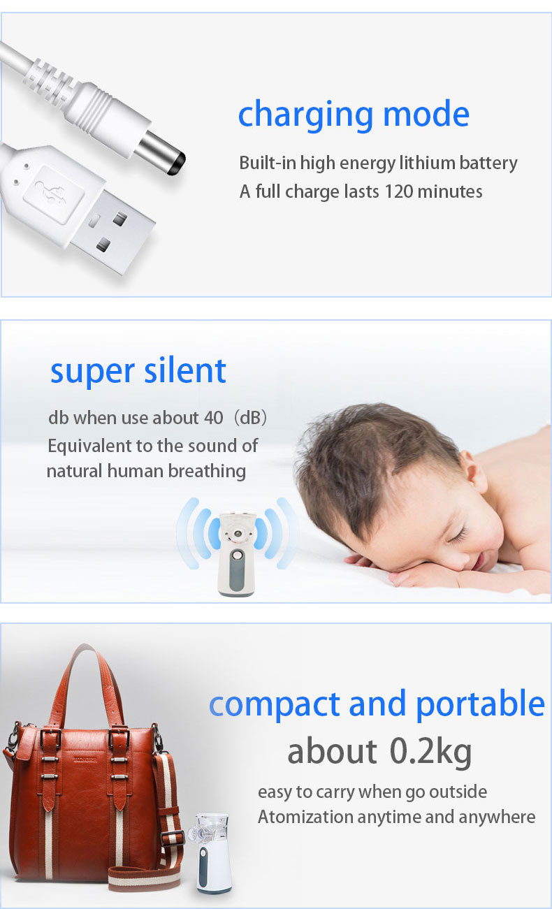 Kids Portable Ultrasonic Mesh Nebulizer Fine Particles Handheld Nebulizer For Asthma