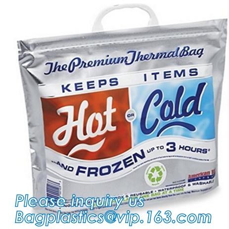 Custom Packing Aluminum Foil Zip-Lock Grocery Handle Thermal Insulation Cooler Bag For Outdoors,Promotional Insulated La