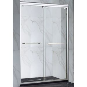 China 6063 Aluminium Shower Kit Double Sliding In High Shining Chrome Power Coating Black wholesale