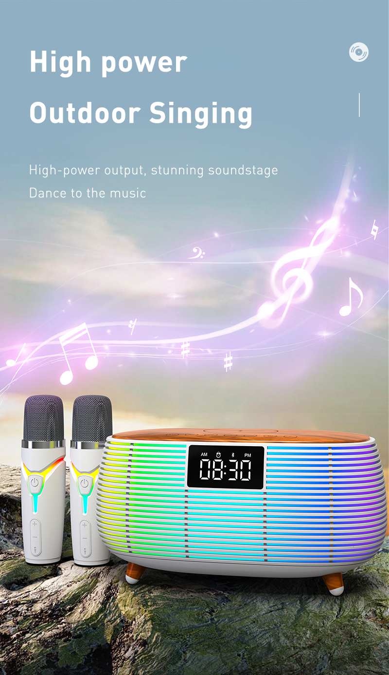Multi-Functional Computer Clock Atmosphere RGB Speaker with Sound and Microphone