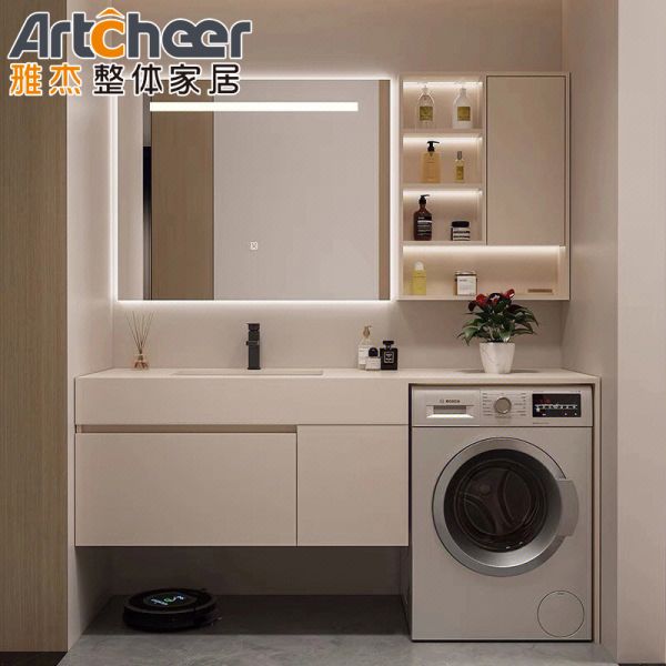 Wall Mounted Contemporary Design Bathroom Vanity with Mirror Cabinet and Eco-Friendly Material