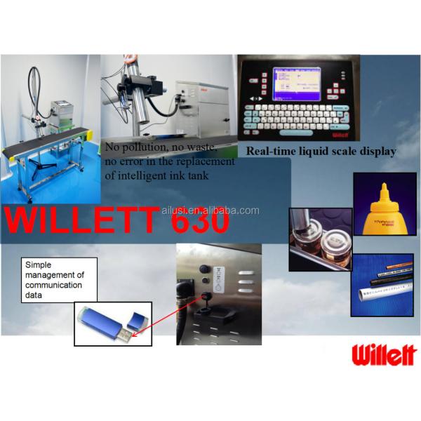 Willett 630 Continuous Inkjet Printer Industrial Batch Coding Machine Expire Date Printing Machine for Bottle