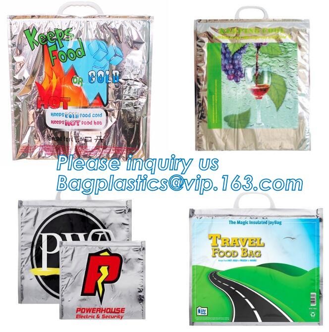 Custom Packing Aluminum Foil Zip-Lock Grocery Handle Thermal Insulation Cooler Bag For Outdoors,Promotional Insulated La