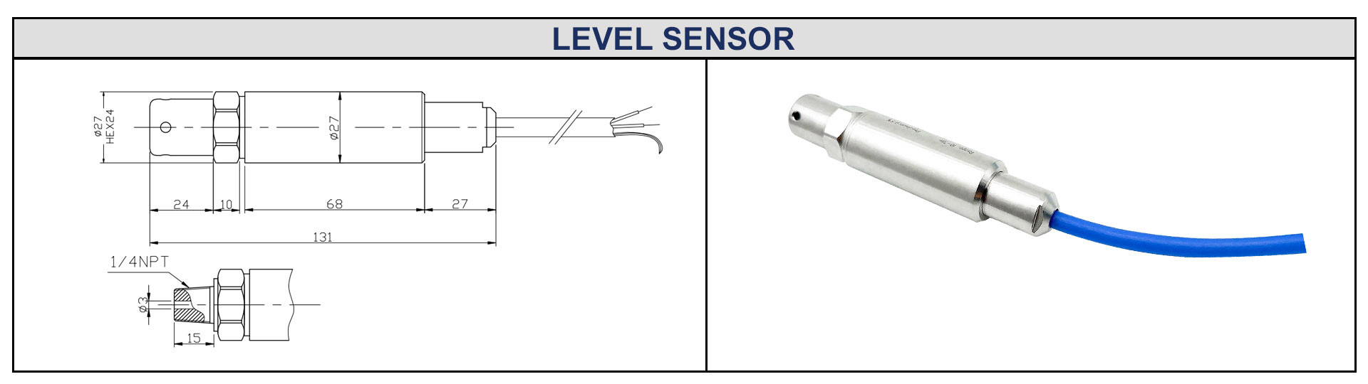 BH93420-IT 4 - 20mA Pressure Transducer To Measure Water And Oil Level Sensor