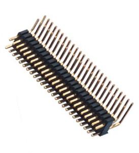 China Dual Row Pin Header 1.27*2.54 Right Angle Dual Row 90° DIP 50 Pin Header PA9T black ROHS wholesale