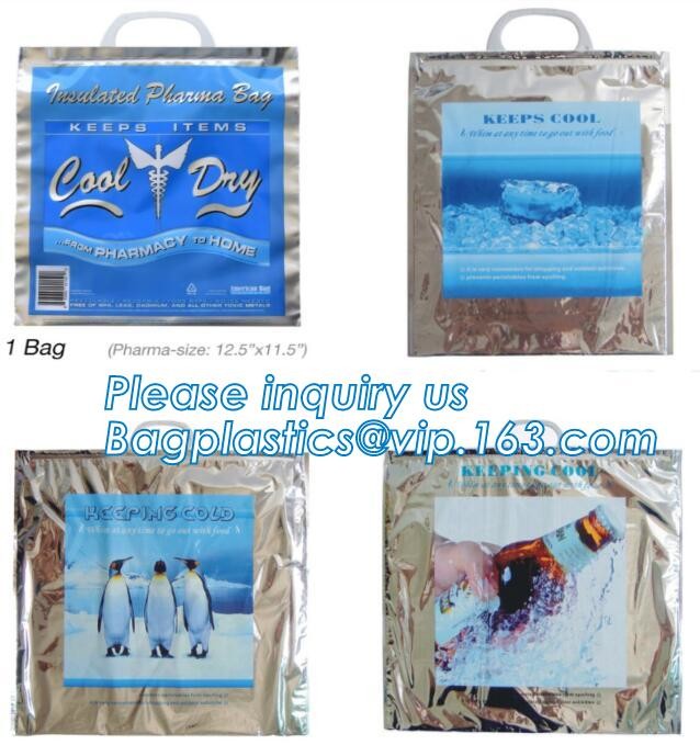 Custom Packing Aluminum Foil Zip-Lock Grocery Handle Thermal Insulation Cooler Bag For Outdoors,Promotional Insulated La