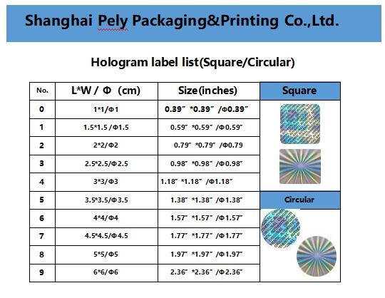 Custom Shapes Brand Protection 3D Holographic Stickers