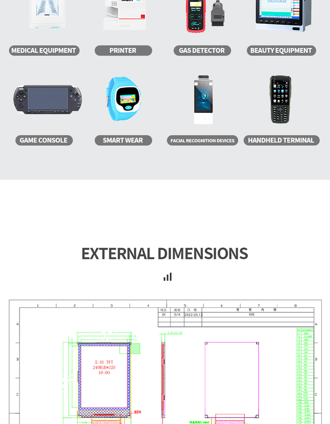 TFT HD SPI Interface LCD Display Module 240x320 Semi Transparent 2.4Inch