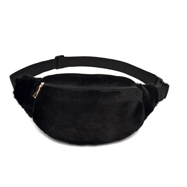 Factory Price Faux Rabbit Fur Waist Bag Winter Bum Bag Female Travel Bum Hip Coins Phone Pouch Casual Chest Bag