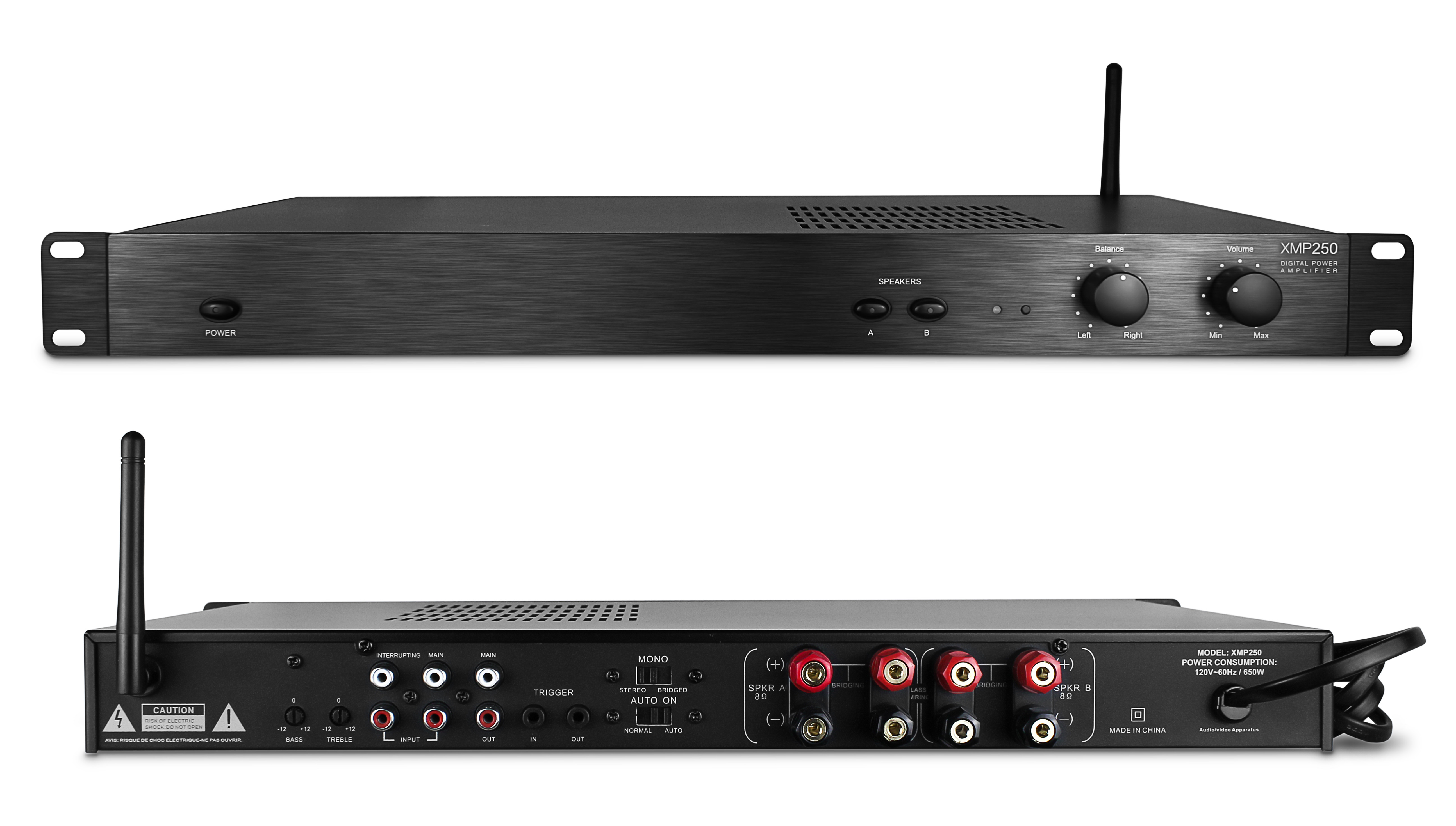 Wireless Home Bluetooth Audio Amplifier System 2 Channel 500 Watt Powerful Digital Amp
