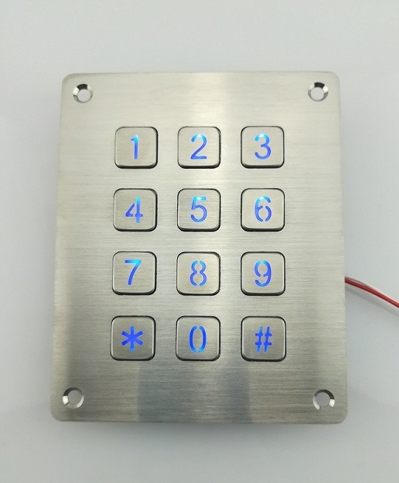 3*4 brushed keys 12 digit keypad metal numeric keypad for access controls system