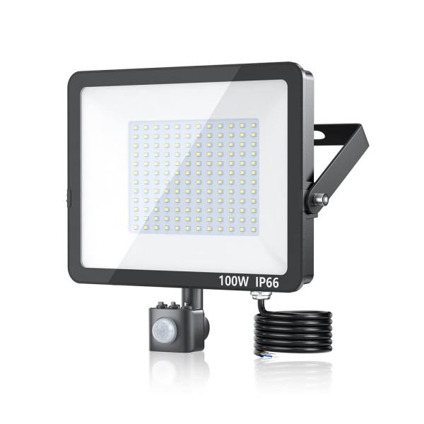 Quality 10000lm 100W LED Security Light With PIR Motion Sensor Black Grey for sale