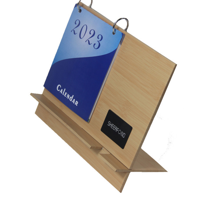 2024 Office Wooden Desk Calendar 21*18*13.5cm Wireless Charging Function