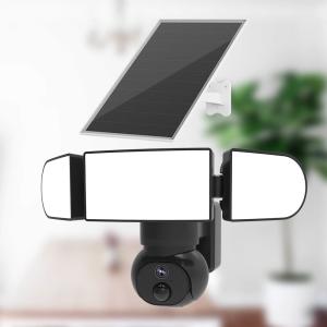 China 4MP WiFi Solar Security Camera Siren Alarm 6500K Floodlight 3M Cable 2K on sale