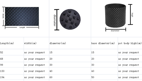 Black Tree 0.9mm PS Air Pruning Containers Hydroponic Plastic Air Root Pots