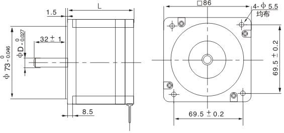 High torque 86mm hybrid stepper motor J86HB118-06