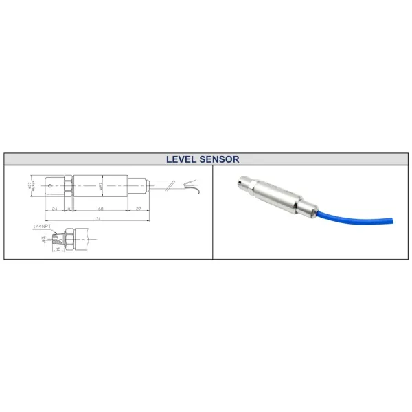 316L Stainless Steel IP68 Waterproof Liquid Level Transmitter with 4-20mA Output for Water and Fuel Tanks