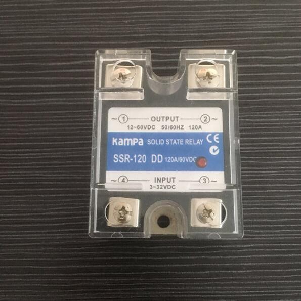 Miniature SSR 100Amp Single Phase SSR Industrial Relay DC Input 3-32VDC control Output 12-60VDC Black SSR Relay(SSR-120DD)