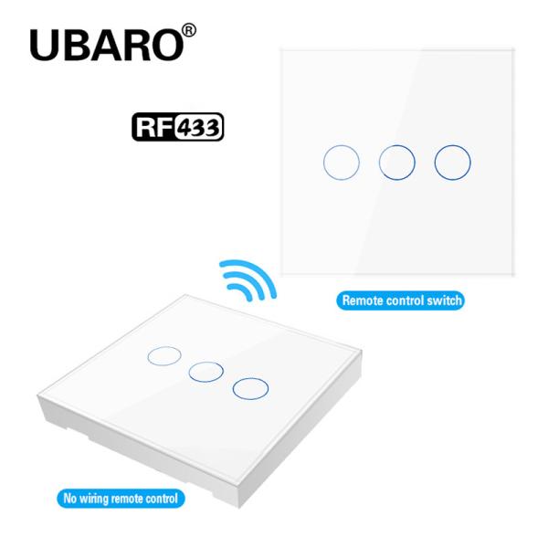 Quality EU 86 Type 20 Meters Wireless Remote Control Wall Switch Smart Home Wireless Power Switch 3 Gang Glass Panel for sale