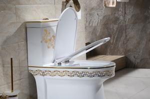 China Golden Patterned Texture Single Piece Toilet 3 Years Warranty wholesale