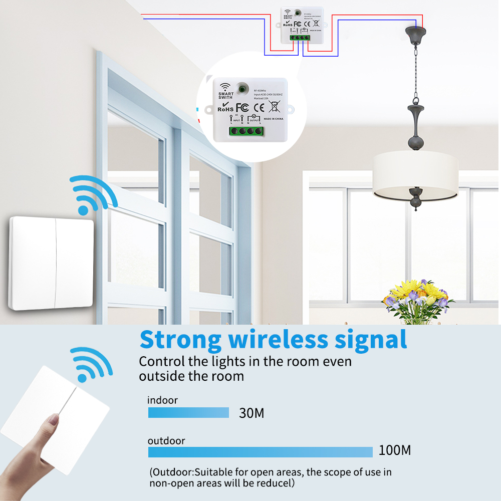 No Battery Wireless Kinetic Switch Rocker Push Button Self Powered Light Switch