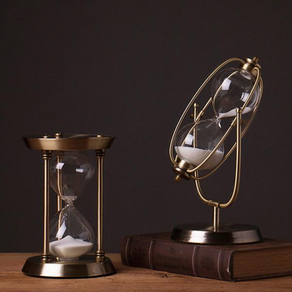 Quality Desktop Decor Large Antique Brass Hourglass 15 Minute - 2 Hour Sand Hourglass for sale