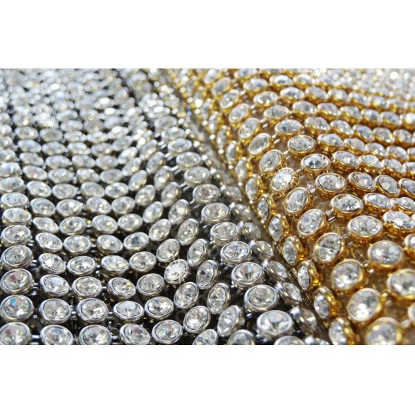 4MM Metallic Sequin Mesh Fabric , Crystal Rhinestone Decoration Metal Flake Fabric