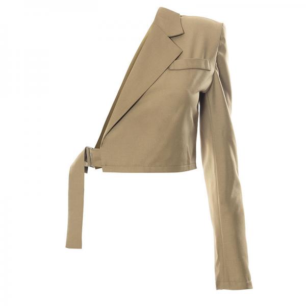 Quality Oem Factory Manufacturer Custom Logo Solid Suit Jacket One-Shoulder Single Long-Sleeved  Women Fancy coats for sale