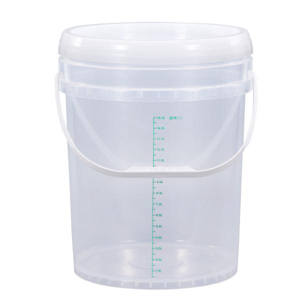 Quality 20L Plastic Bucket Container With Scale Ruler Handle Lids Food Grade 5 Gallon Bucket for sale