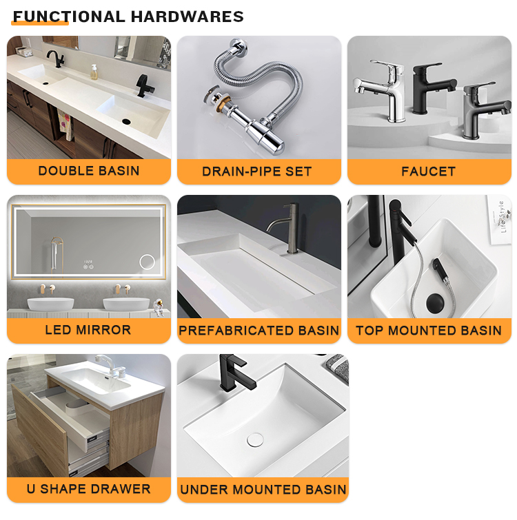 MR-MDF Material Freestanding Double Sink Modern Floating Bathroom Vanities for at Low