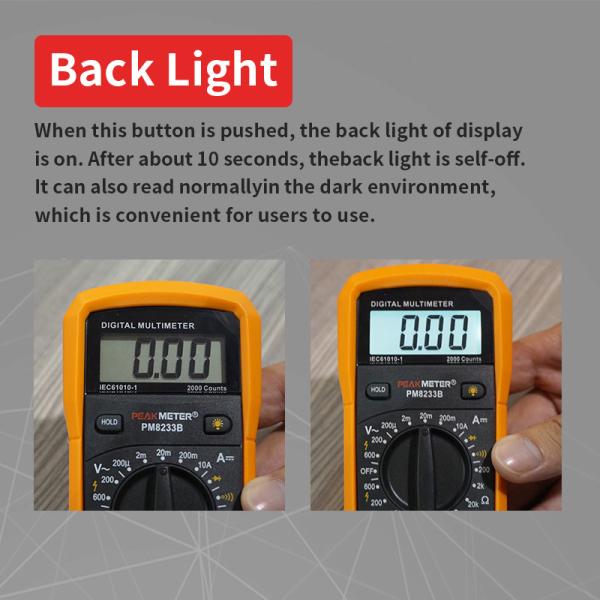 Mini Handheld Digital Multimeter 10A DC Current Measurement Data Hold Meter