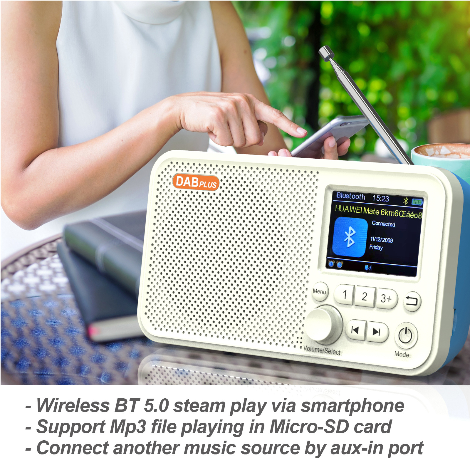 Telescopic Antenna DAB Wireless Radio Rechargeable Wireless Portable