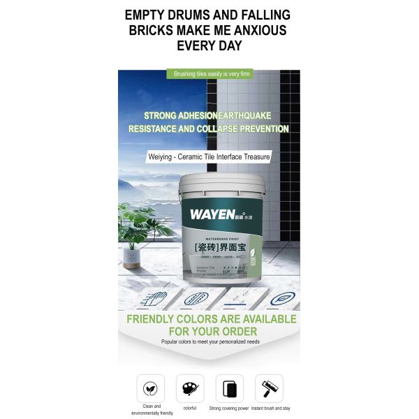 Waterproof Ceramic Tile Paint with Strong Adhesion and Environmentally Friendly Acrylic Coating for Bathroom and Pool Renovation