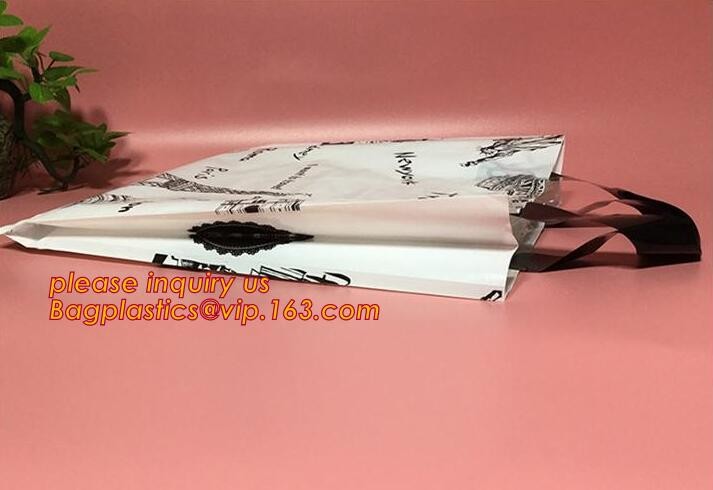 Promotional customized high quality soft loop plastic cloth bag,manufacturer custom soft loop handle polyethylene PE pla